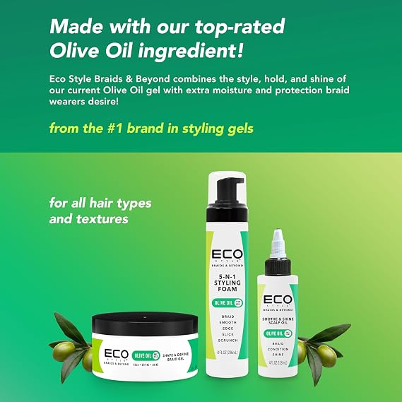 Eco Style Braids & Beyond 5-N-1 Styling Foam, Moisturizes & Seals