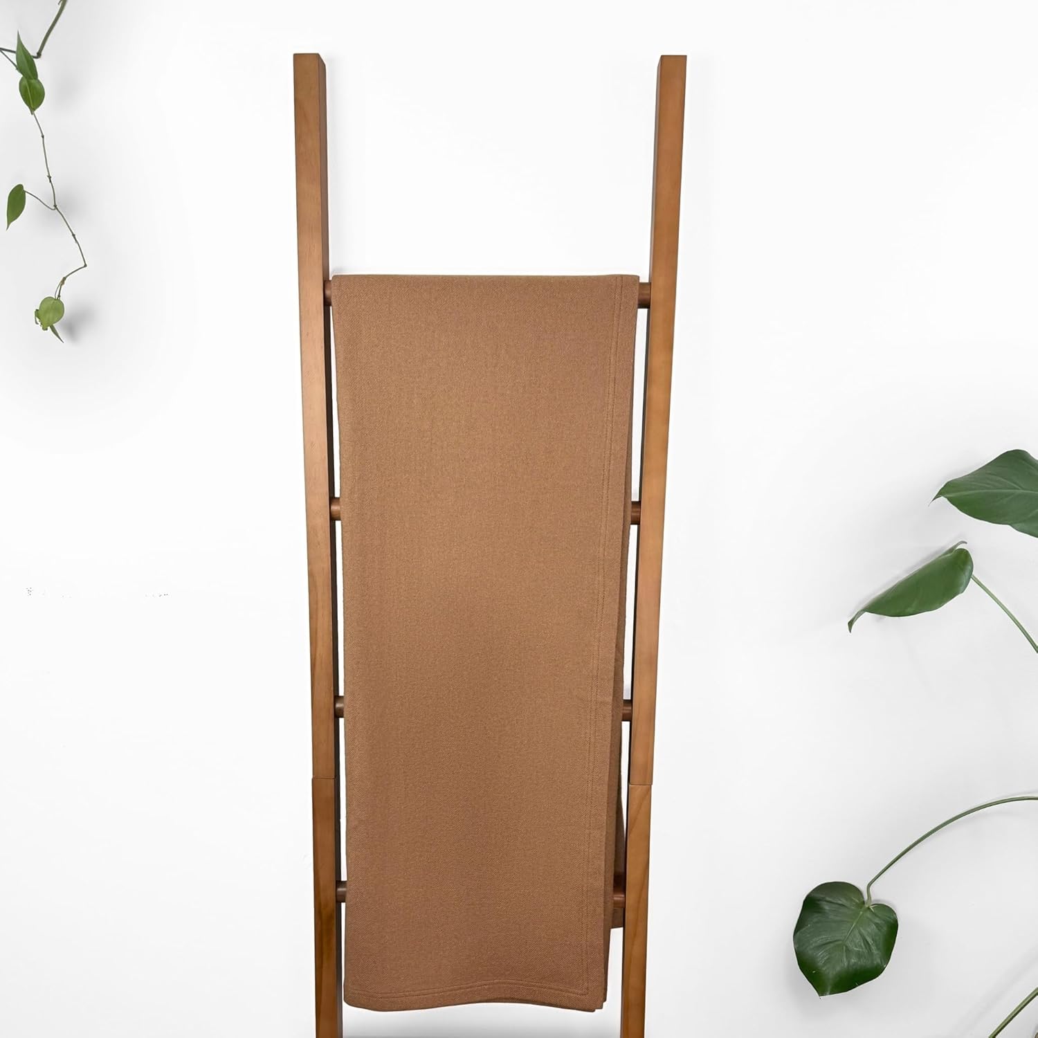 Jet&Bo 100% Camel Hair Throw Blanket for Sofa & Bed, Undyed Natural Color, Soft & Durable, Woven Design, Large Full Size 73" x 53”