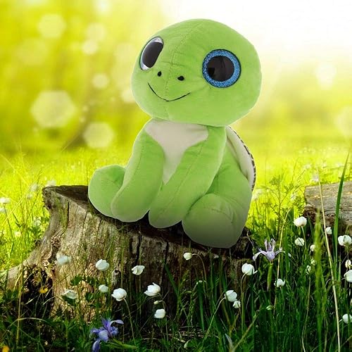 Miniatura 9 de DolliBu Animal de peluche brillante de tortuga de ojo grande, tortuga suave y abrazable, adorable juguete de peluche de tortuga para jugar, lindo