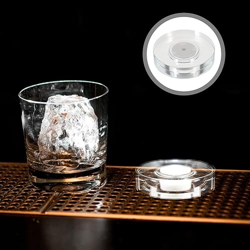 Miniatura 5 de HOMSFOU 2 unids soporte de lámpara giratorio LED soporte de luz acrílica LED base de vidrio base de luz LED recargable base de pantalla de cristal