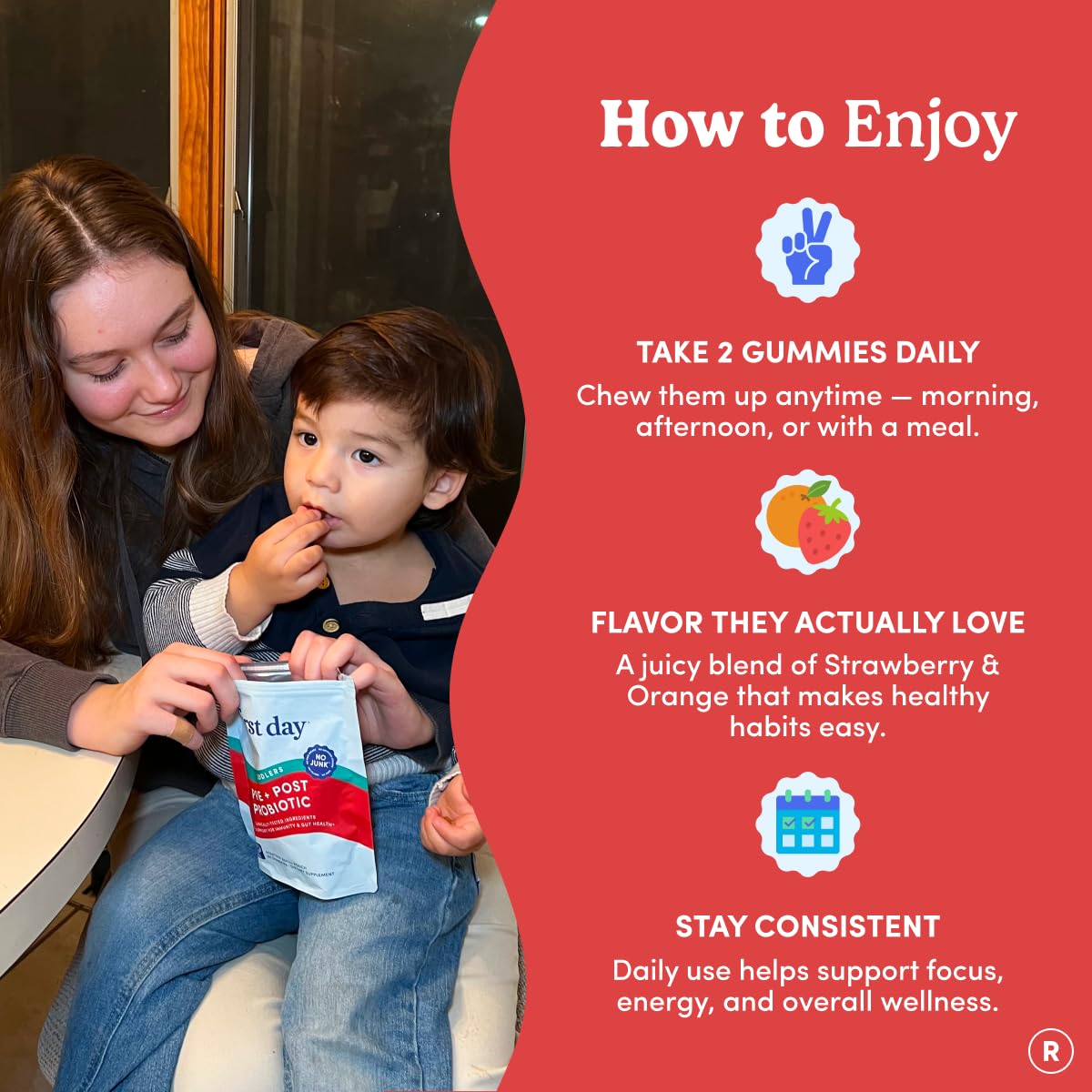 FIRST DAY Toddler Probiotic Gummies Ages 2-3, 3-in-1, Kiwi Flavor, 60ct — Amazon image 8