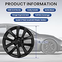 Vista 3 de Tapacubos Modelo 3 – Cubiertas de Rueda Aero de 18 Pulgadas, Tapas de Rueda de Repuesto de 18'', Modelo S Plaid Versión Ruedas Arachnid, Tapas