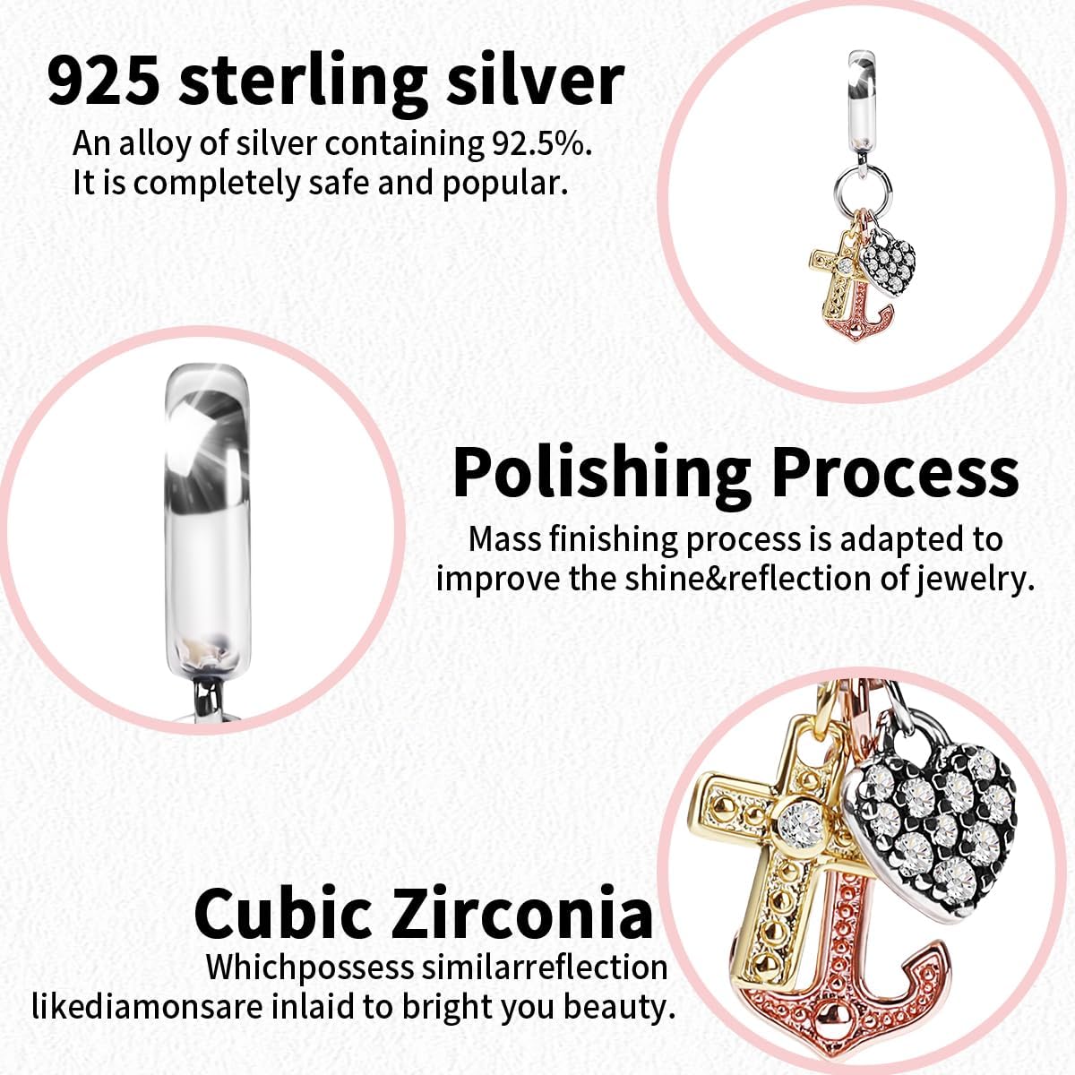 S925 sterling silver Astronaut Flower Little Animal Family Tree Heart Charm DIY beads are suitable for Pandora's charming beads - Image 2