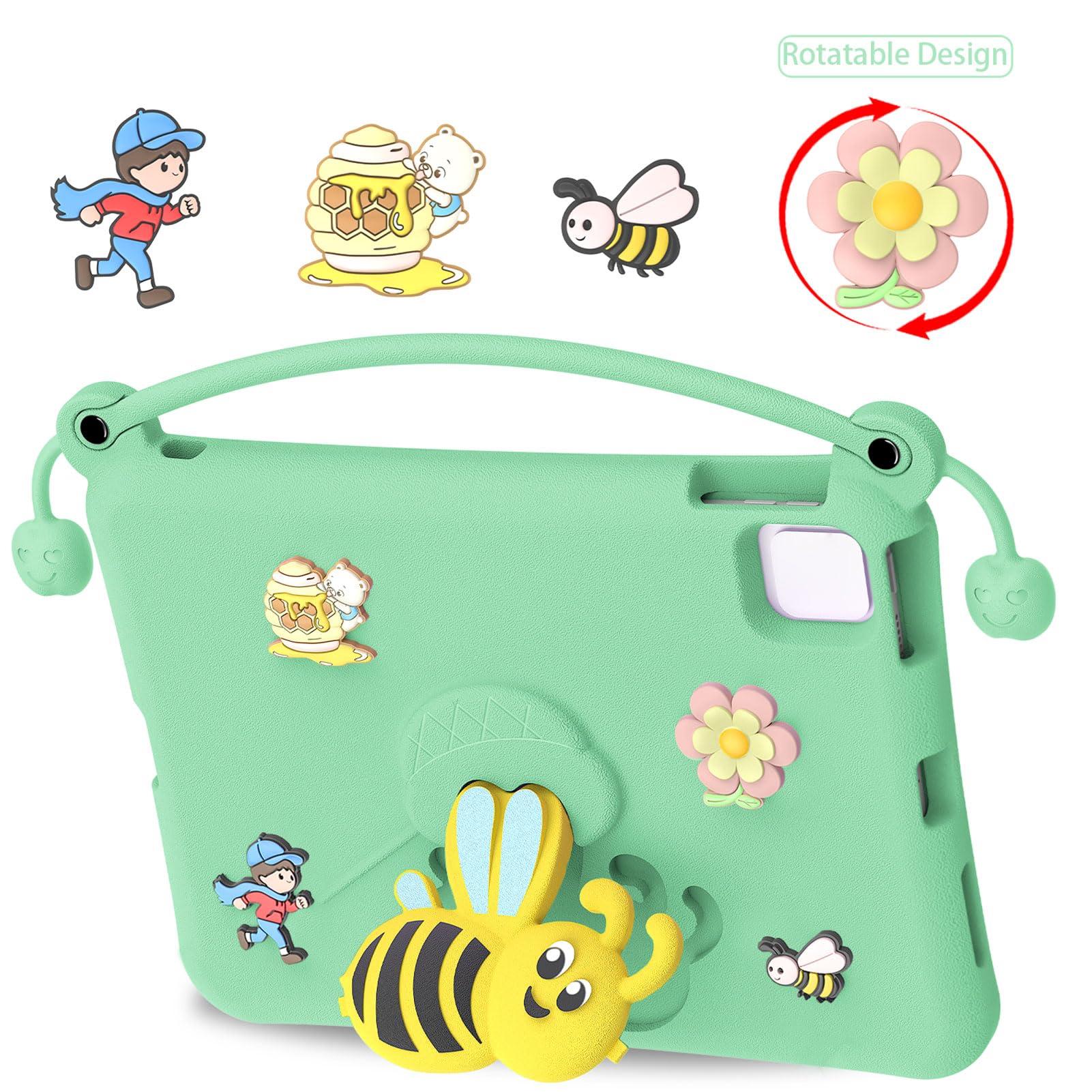 Wakects Custodia Protettiva in EVA per Tablet Custodia Protettiva Antiurto con Supporto 32 X 22,2 X 3,3 Cm Cover Lavabile per Bambini Studenti Adatta per Pro 11 Air 4 5 6 7 10° 11° (Ciano chiaro)