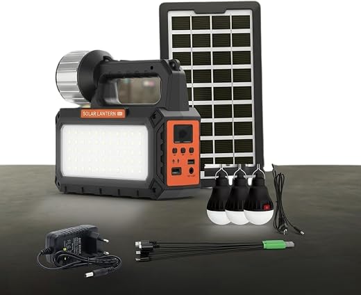 𝓓rumstone ( 3 Year Warranty ) Solar LED Emergency Light with Solar Panel Rechargeable Lantern Torch Combo USB Output Powe...