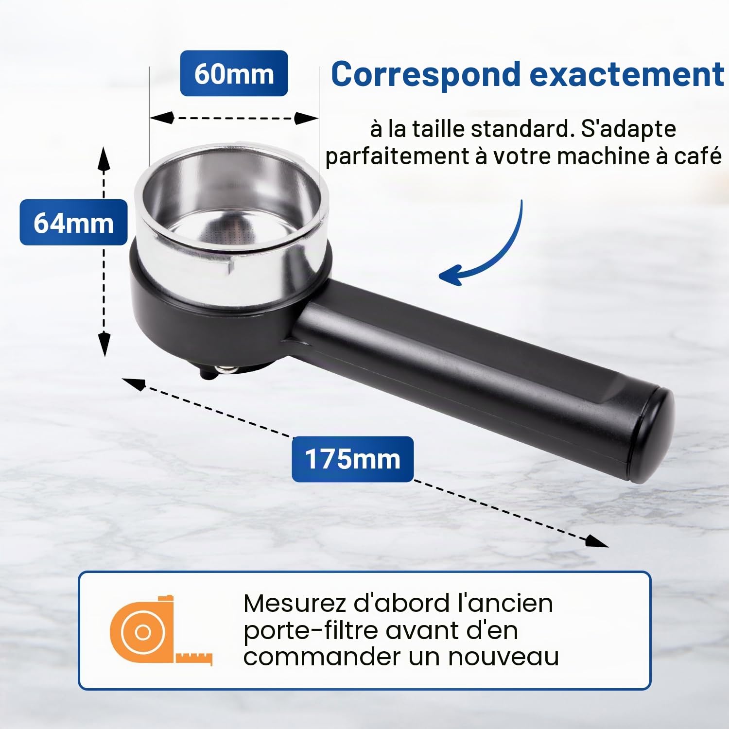 VIOKS Porte-filtre de 54 mm de diamètre avec tamis de rechange pour Philips Saeco 996530067961 CP9064/01 11026924 - Porte-filtre pour 2 tasses et porte-filtre
