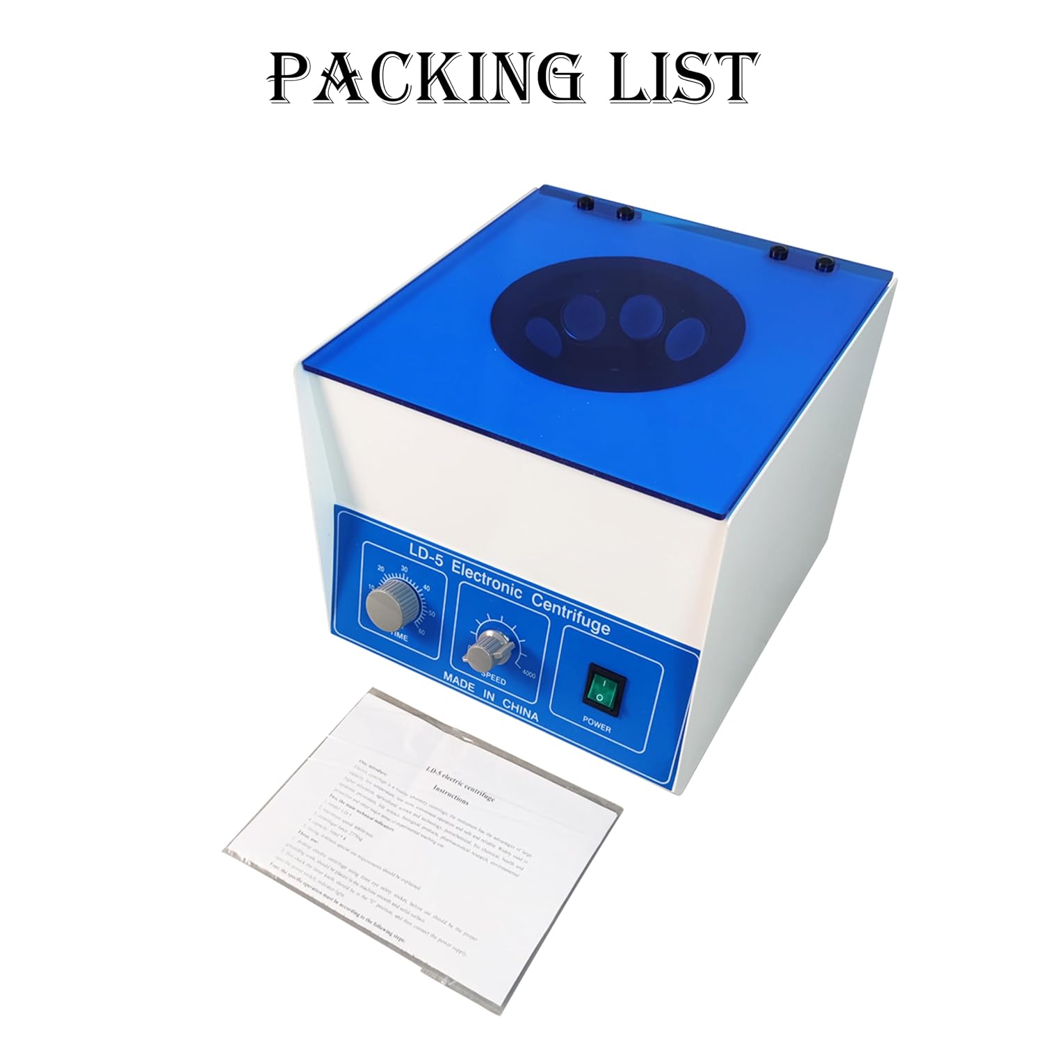 Electric Benchtop Centrifuge with Blue Cover 4000RPM Max Speed 50ml*8 Capacity for Lab Use