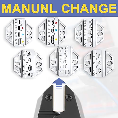 Miniatura 6 de haisstronica - Juego de herramientas de crimpado - 6 piezas de matrices de crimpado para termorretráctiles, nailon aislado, no aislado, terminal