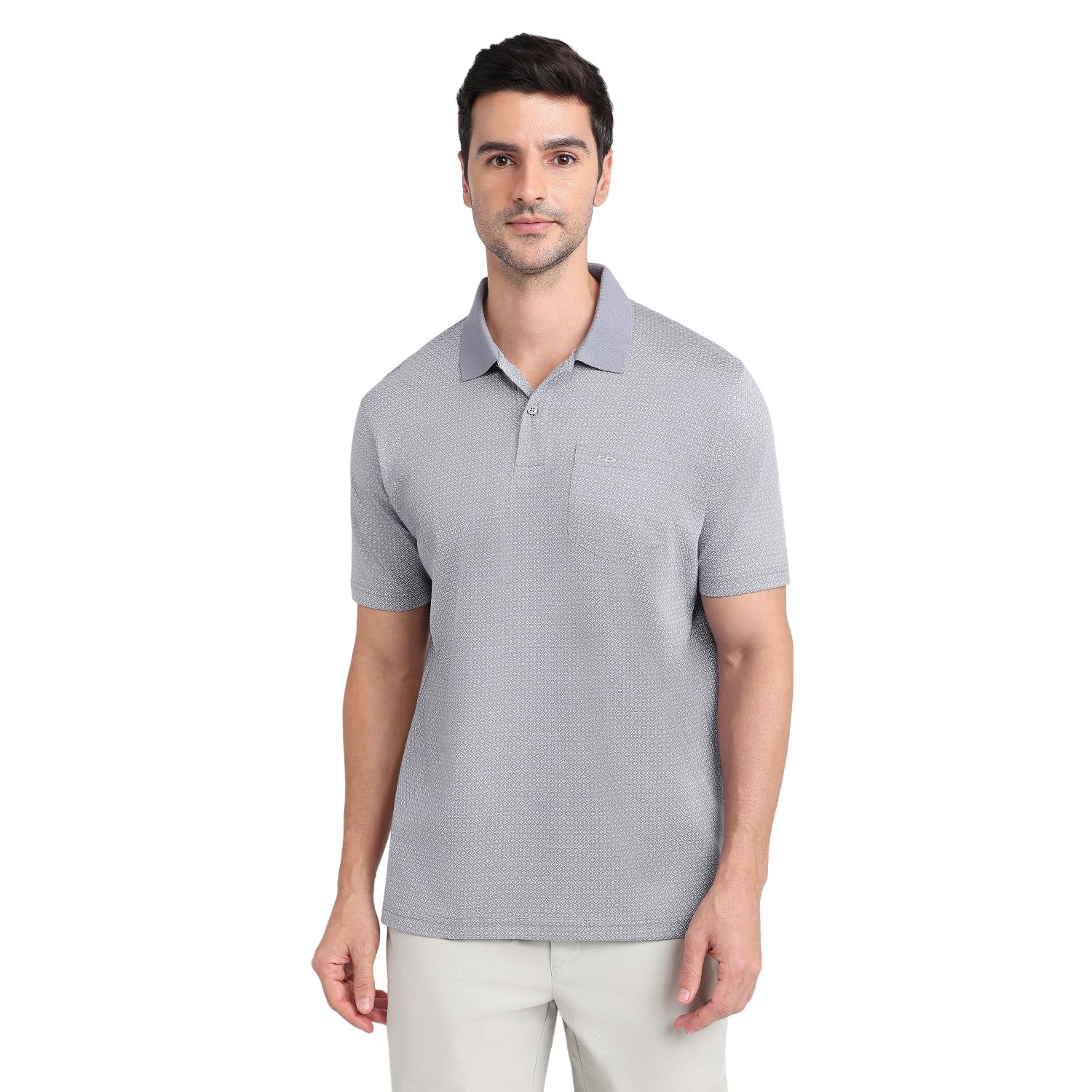 colorplus Men Comfort Fit Print Pattern Pure Cotton Polo Collar Half Sleeve Casual T-Shirt-picture-10