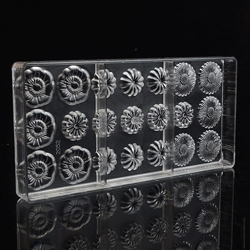 Miniatura 3 de Grainrain Moldes de chocolate de plástico, moldes de caramelo de flores, moldes de policarbonato de plástico, herramienta de horneado de pastelería