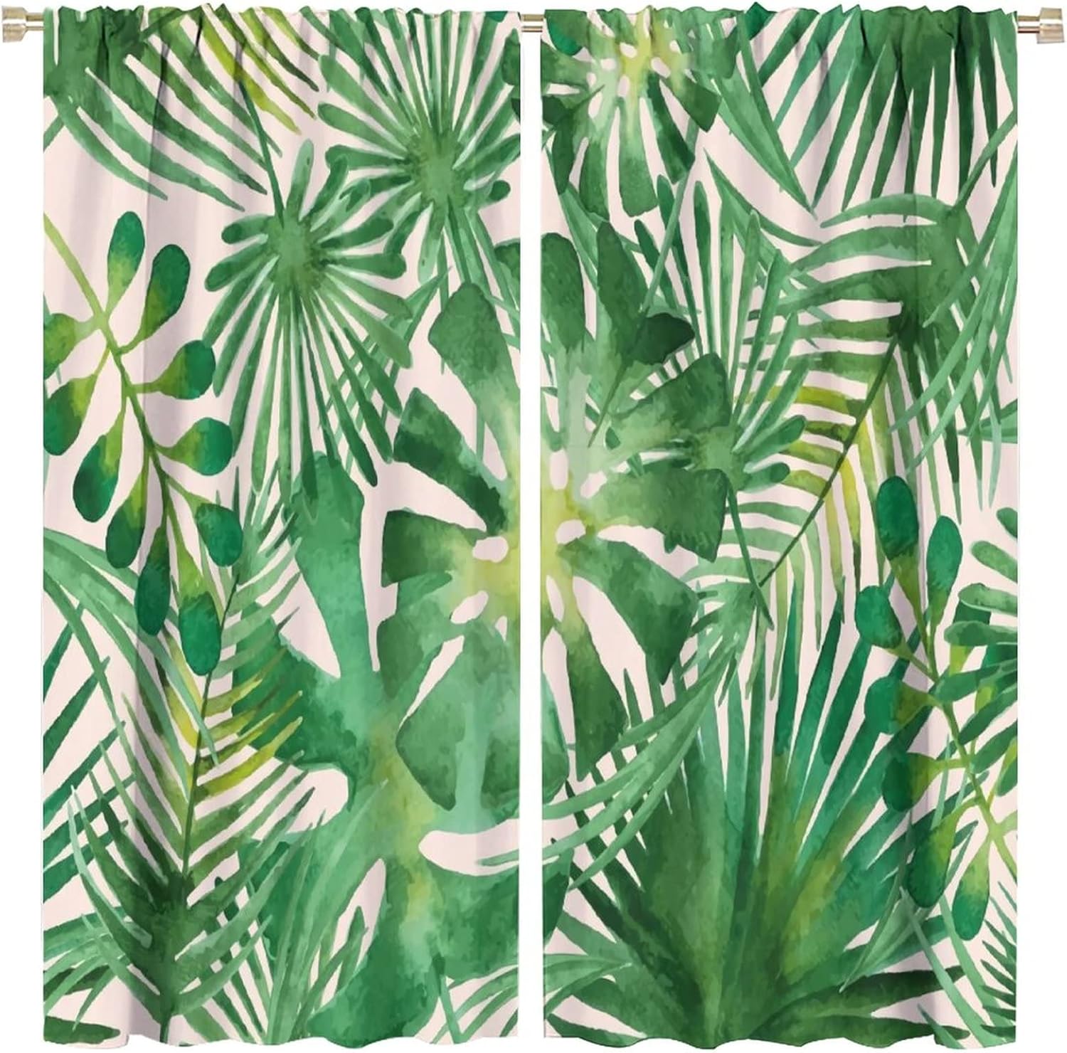 Summer Palm Tree Banana Leaf Light Reduction Curtains for Room Bedroom Curtains, 2