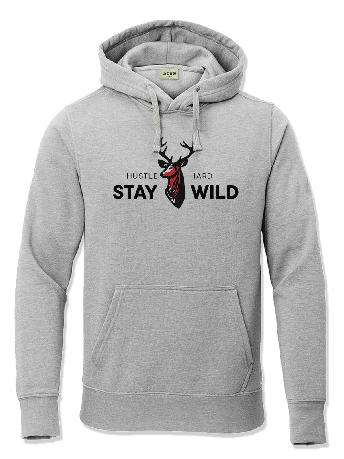 Hustle Hard Stay Wild Hoodie for Men | 320 GSM Cotton-Poly Fleece | Soft Feel, Skin-Friendly Printed Graphic, Warm Casual Sweatshirt with Kangaroo Pocket & Drawstring Hood-image-28