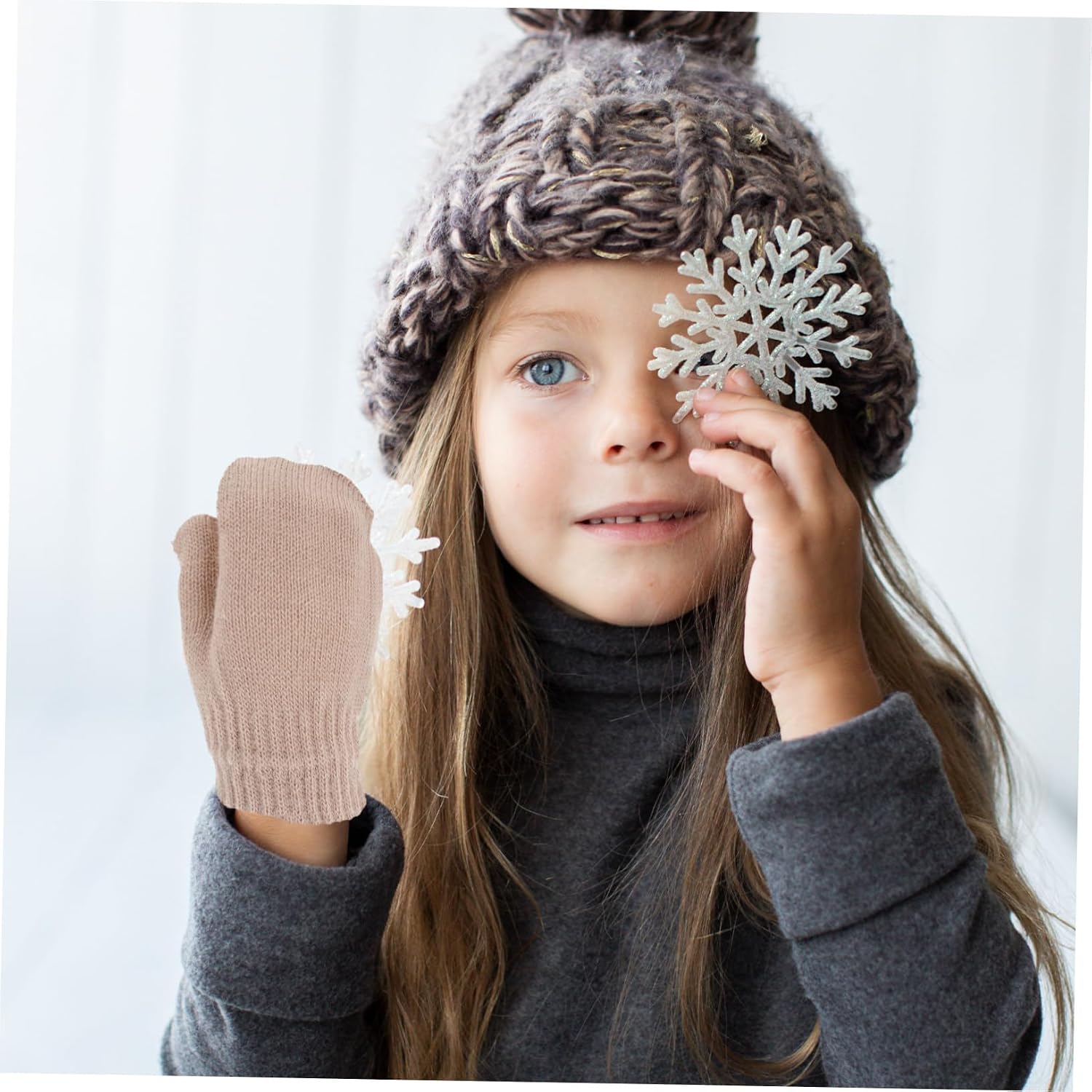 Mittens for Toddlers Soft Warm Knitted Gloves Light Brown Thick Insulated Boy Girl Mittens for Cold Weather Unisex Design for Boys and Girls
