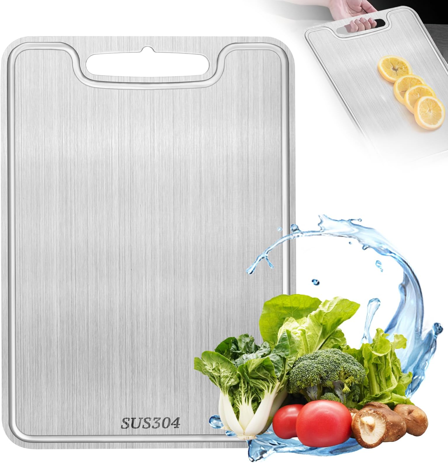 3er Set Titan-Schneidebretter – Edelstahl, Doppelseitig, Leicht Zu Reinigen, Für Fleisch, Gemüse, Obst, Brot