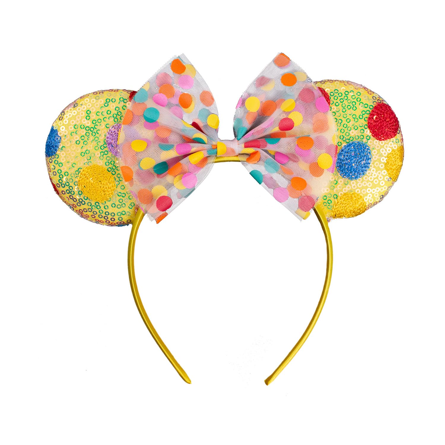 JIAHANG Mouse Ears Headband Hair Bow Headband, Chiffon Bow with Dots, Festival Decoration, Fashion Party Headwear for Teens Girls Women