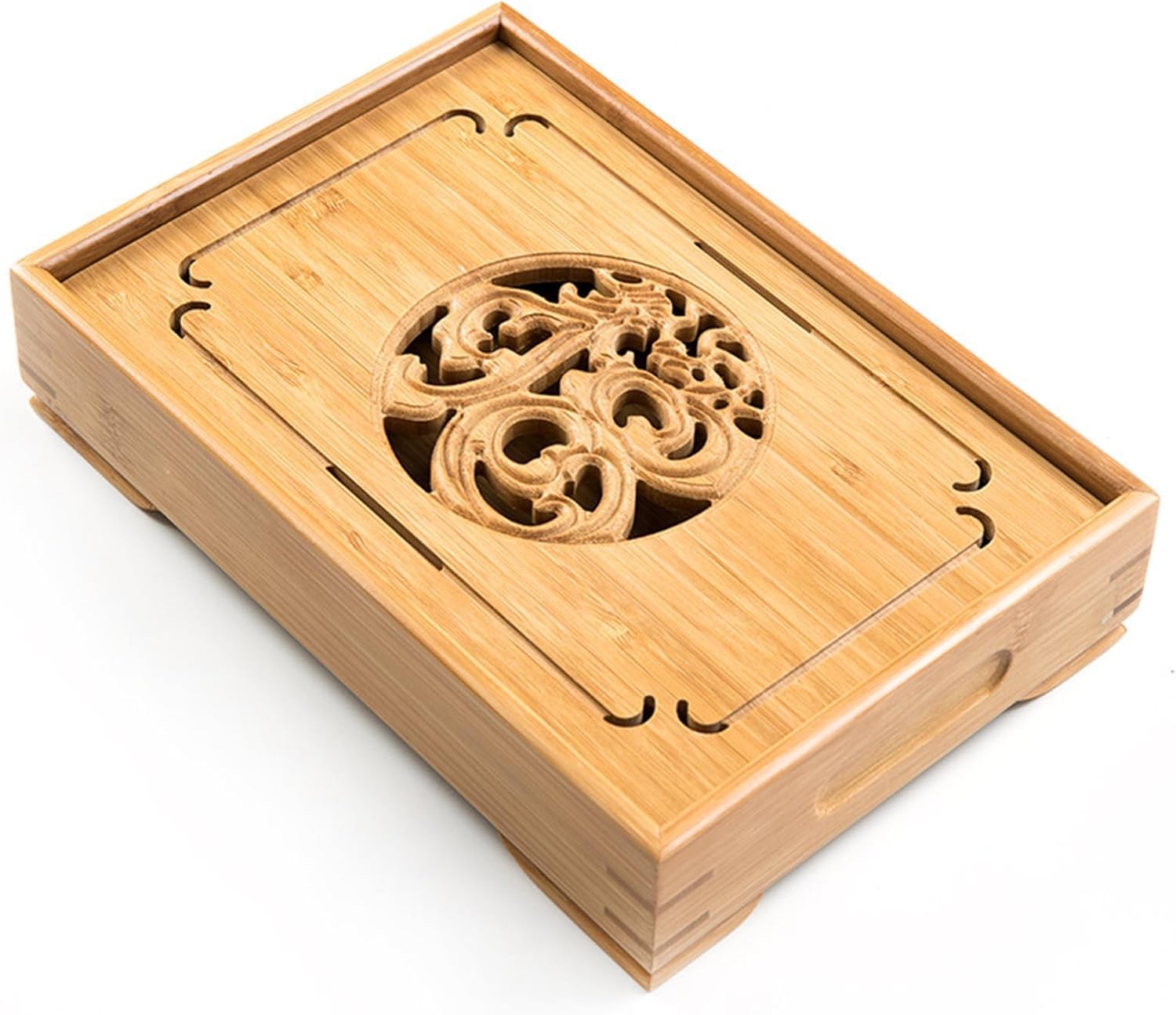 Chinese Tea Table Double Layer Teapot Tray with Water Storage FunctionTea Accessories Easy to UseM-Normal,L-Normal