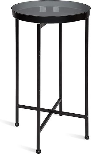 Miniatura 102 de Kate and Laurel Celia - Mesa redonda plegable de metal, negro con base dorada Dorado/Negro,Dorado/blanco,Negro -,Negro/Oro,Negro /Gris,Negro,