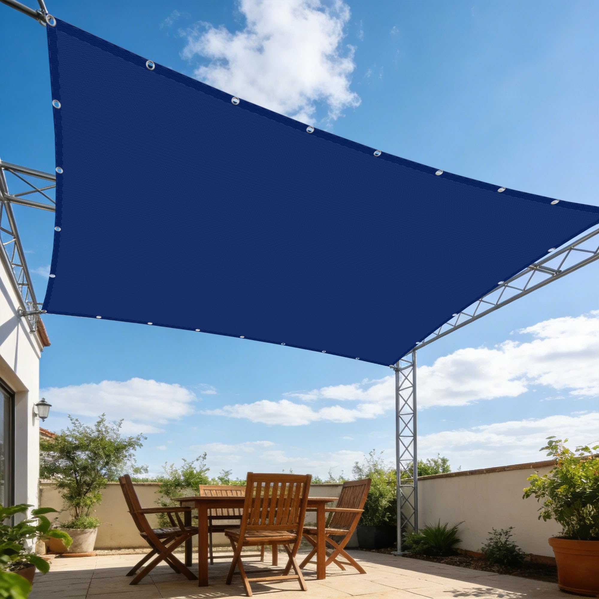 Voile d'ombrage rectangulaire imperméable extérieur bleu foncé 2.8x3.6m
