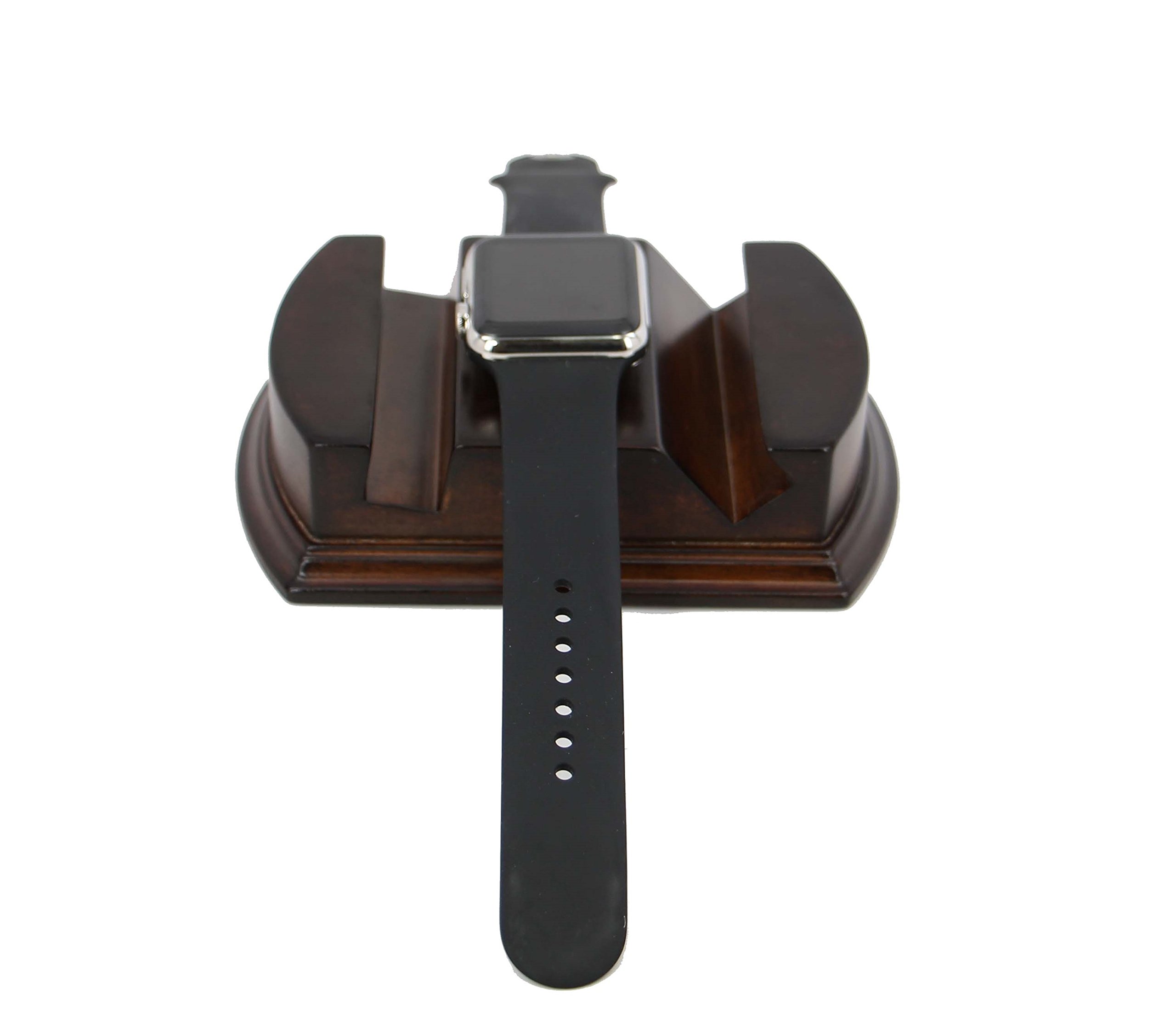 Bois Station de Chargement pour Smartphone et Apple Watch Acajou
