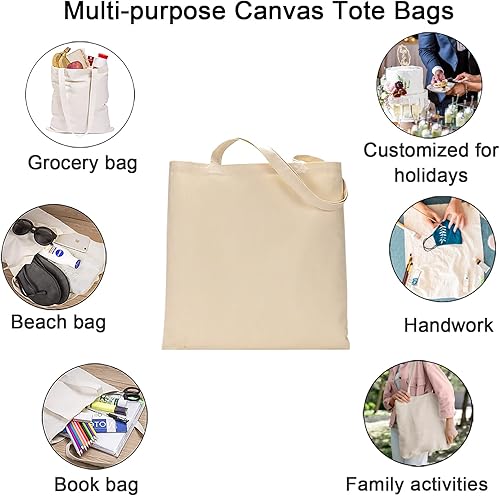 Miniatura 4 de FunisFun Paquete de 10 bolsas de lona en blanco, bolsa de compras a granel para manualidades con una hoja de teflón PTFE DIY bolsa de comestibles