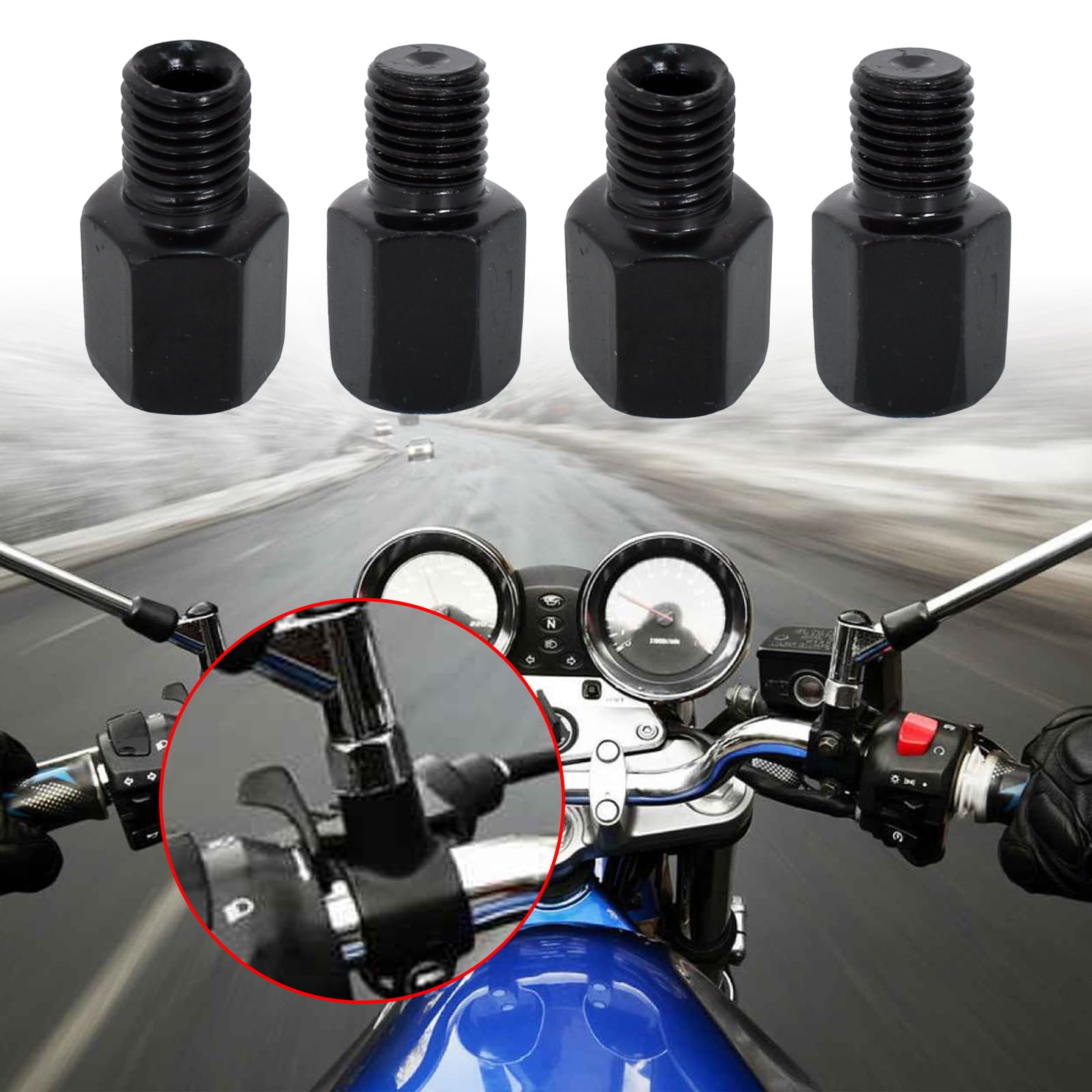 viti per specchietto moto + Filetto specchietto retrovisore M10 * 1.25 Bulloni filettati specchietto retrovisore universale moto Viti adattatrici per (Oro