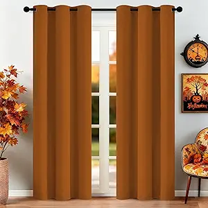 Yakamok Blackout Curtains for Bedroom,Thermal Insulated Blackout Grommet Top Drapes for Living Room, Burnt Orange,38x84 Inch, 2 Panels