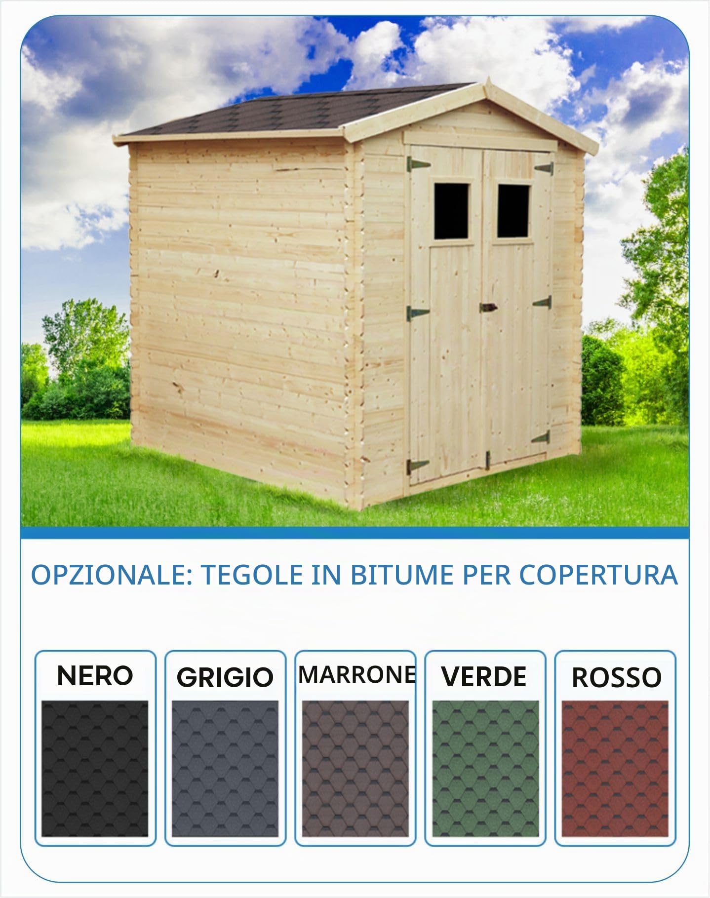 TIMBELA M343C Casetta da Giardino in Legno per Esterni - L216xL206xA218 cm/ 3.53 m2 - Piccola Casetta in Legno, Rimessa Attrezzi, Deposito Bici