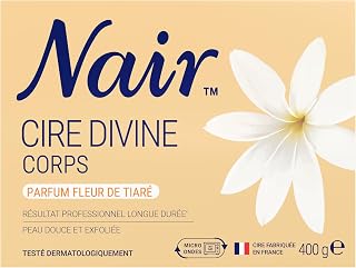 Nair Cire Divine Fleur de Tiaré - Corps - 400g + 2 Soins | Cire chaude sans bandes - Avec 2 soins finition douceur - Résul...