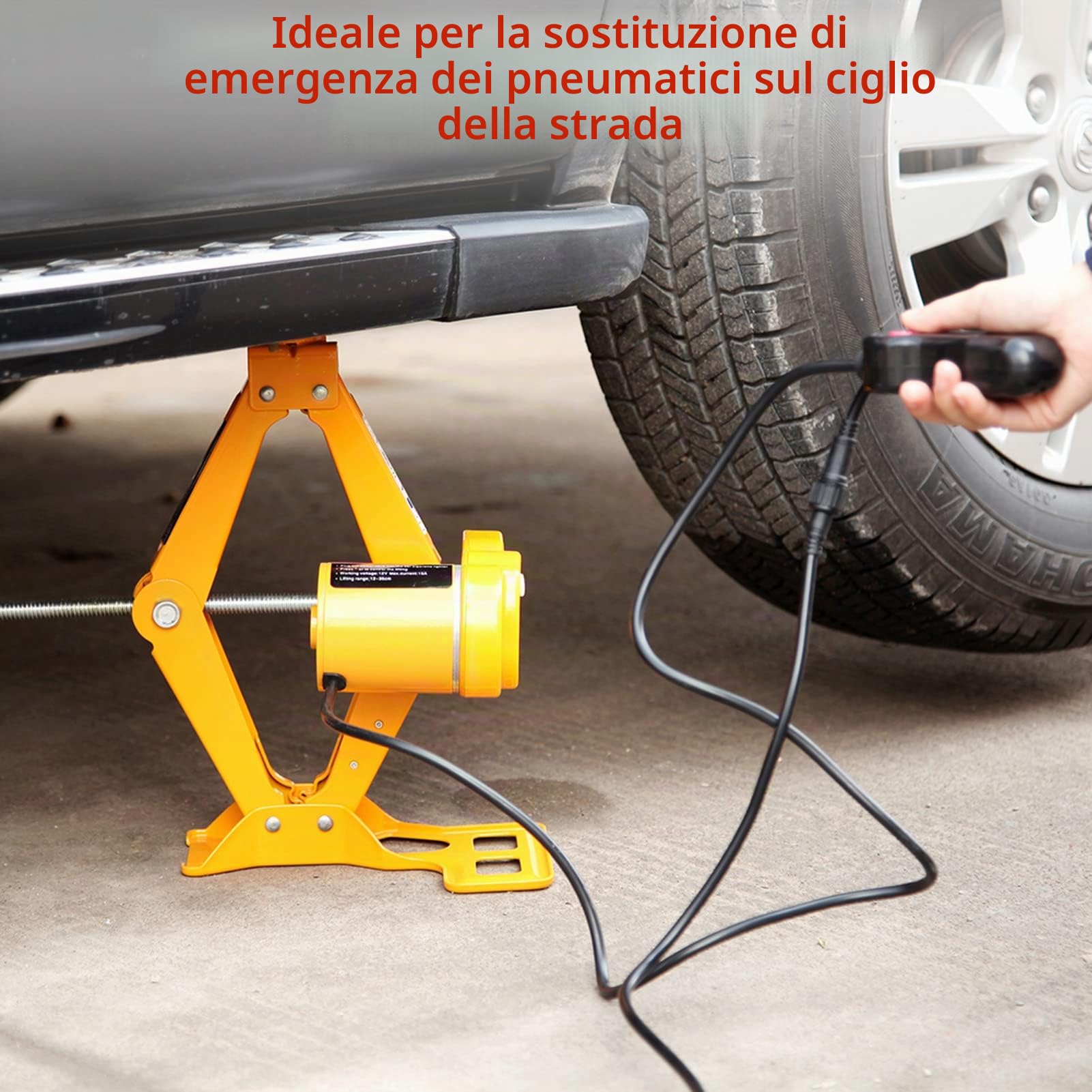 Cric Elettrico per Auto, 2T, Scherenwagenheber 12V con Telecomando, Cric Portatile per Berlina, SUV, Camion per Cambio Rapido degli Pneumatici, Intervallo di Sollevamento 12-35cm