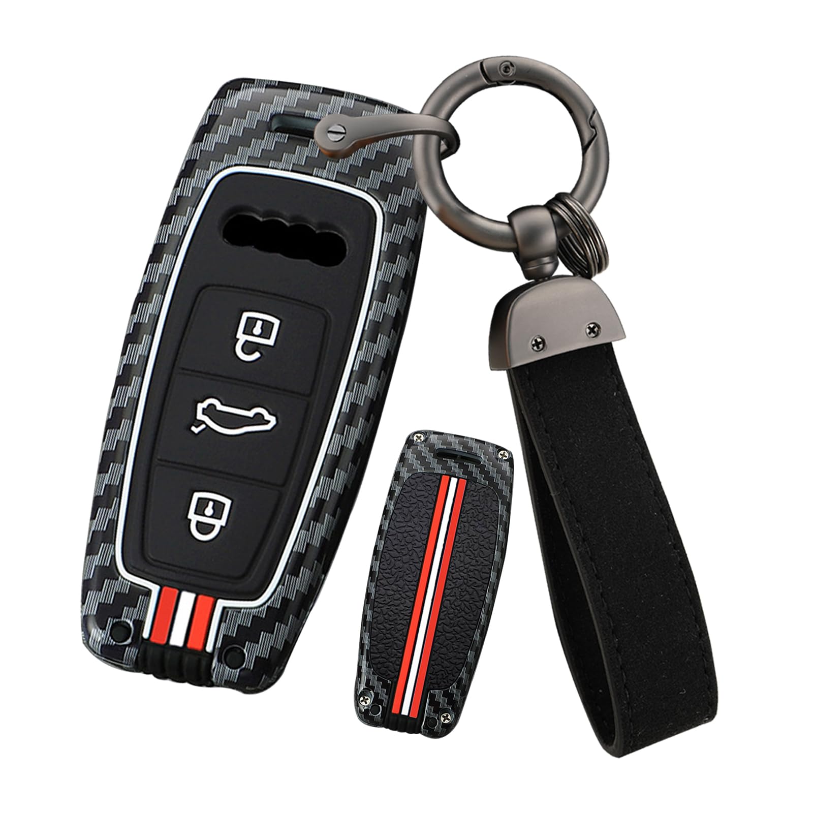 Ontto Custodia Portachiavi In Fibra Di Carbonio TPU Per Audi – Modelli 2019-2023 (3 Tasti)
