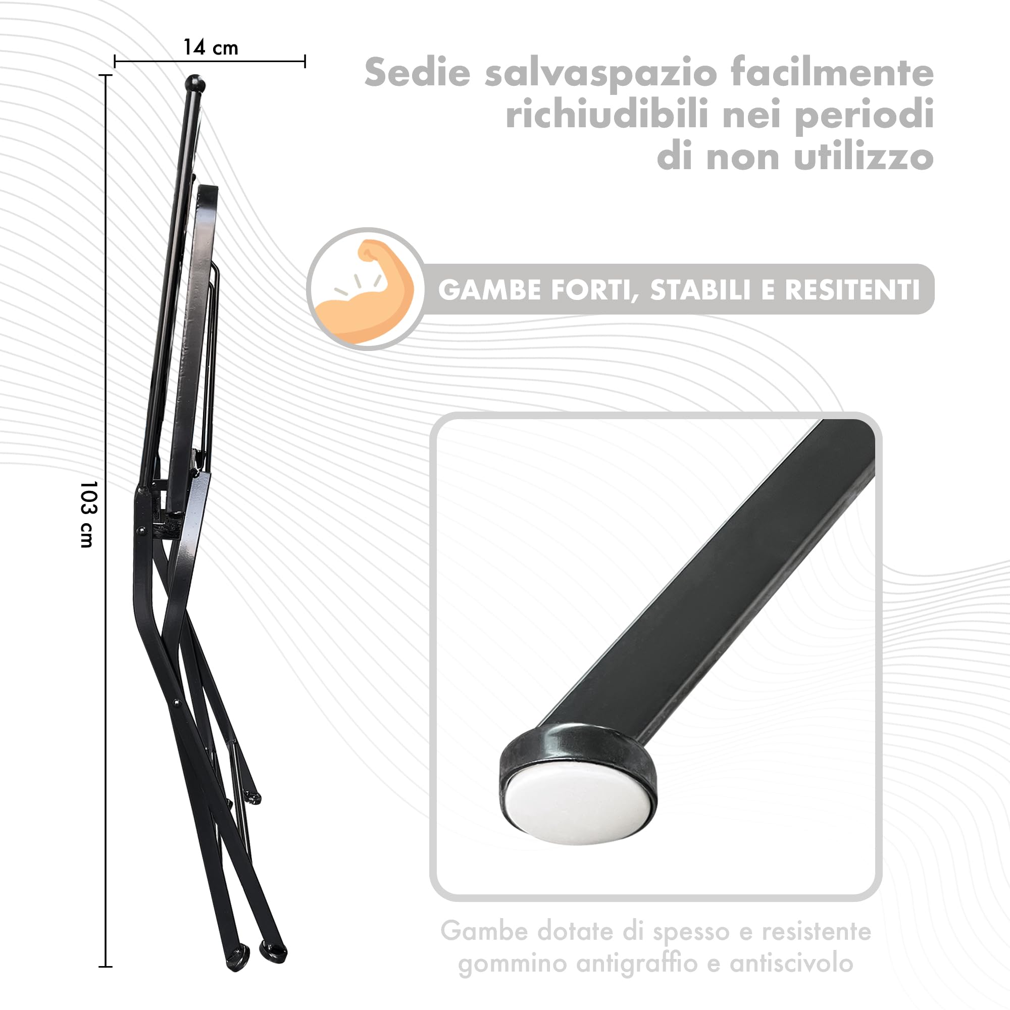 IlGruppone Tavolino + 2 Sedie Set Bistrot Terrazzo Giardino Mosaico Ceramica Interno Esterno Pieghevoli Salvaspazio Patio Casa Arredo Estivo Trattamento Antiruggine WaterProof - Mod-Cefalu