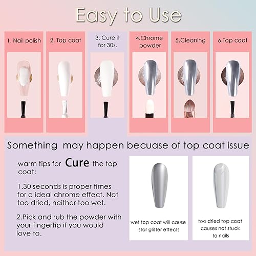 Miniatura 6 de Allstarry Gold and Silver Chrome Nail Powder, 4 Colors Metallic Effect Mirror Chrome Powder Pigment Holographic Manicure Pigment Gold Siver Pink