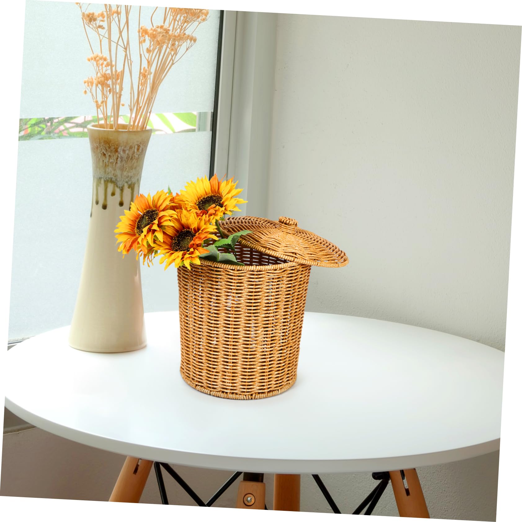 Kichvoe Cesta De Ropa Sucia Con Tapa 11.41X9.25X7.87 Pulgadas Contenedor Multifuncional Para Almacenamiento En Dormitorio Baño Juguetes Y Artículos Diversos