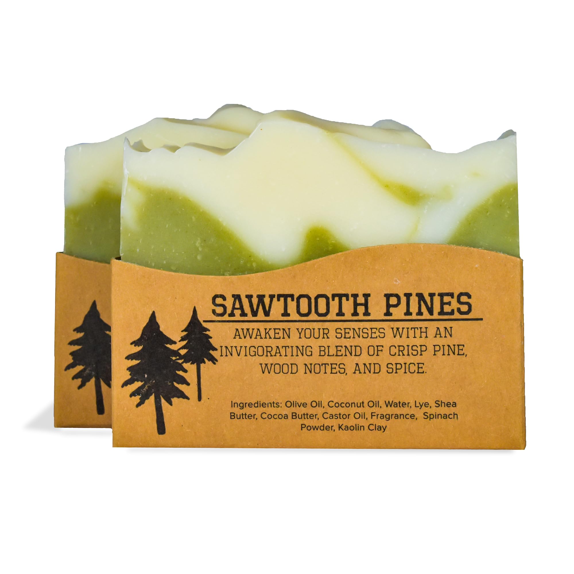 CompassSoap Sawtooth Pines | Natural Bar Soap for Men & Women | Body & Face Soap Bar for Women and Men | Minimalist & Gentle Lather | Natural Bath