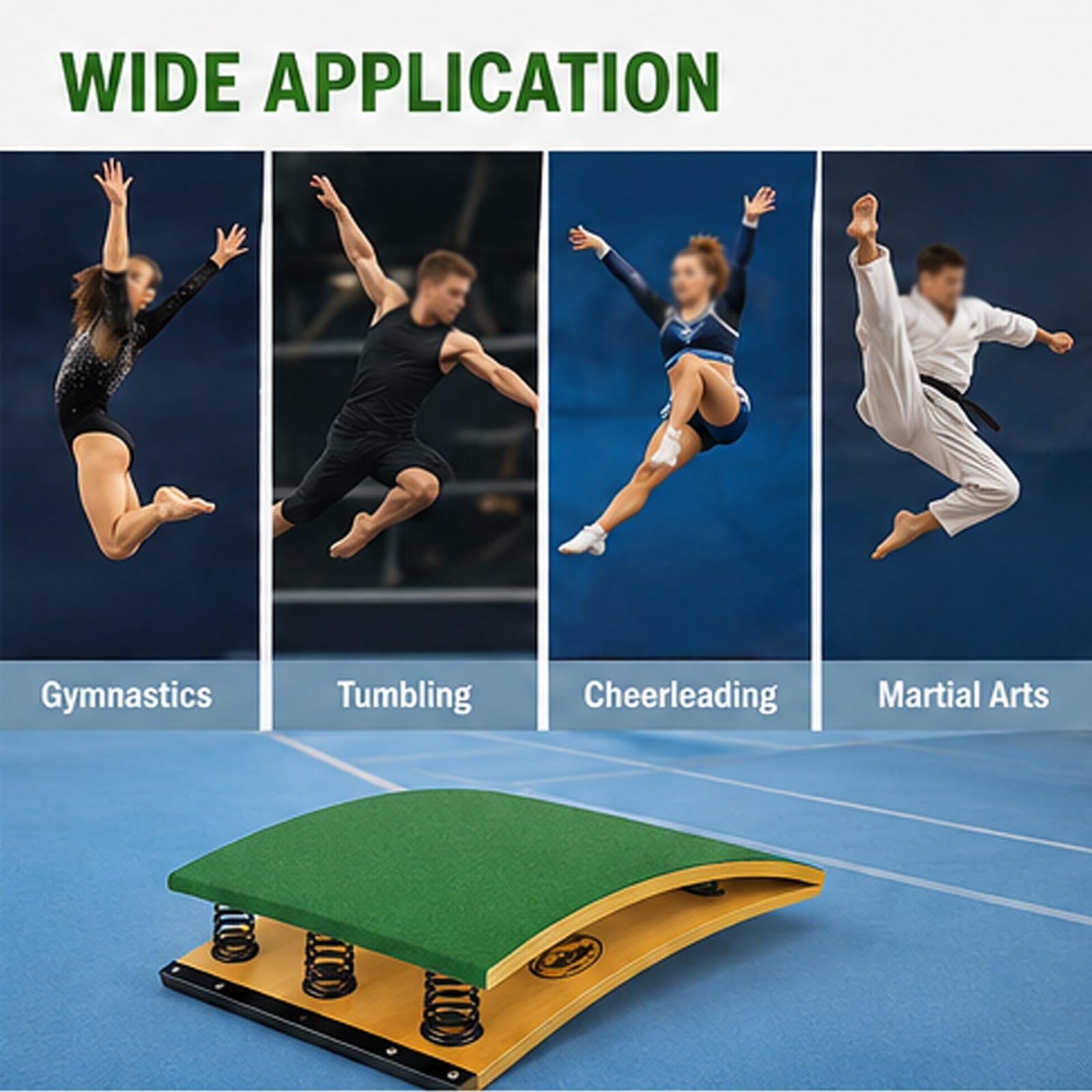 Heavy Duty Curvo Springboard, Trampolino antiscivolo in Legno Massello | Rimbalzo Potente con Design Antiscivolo, Feltro & Piedini in Gomma, Casa, Scuole & Centri Sportivi