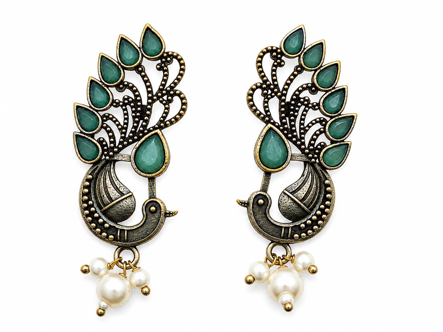 Green Peacock Earrings-picture-25