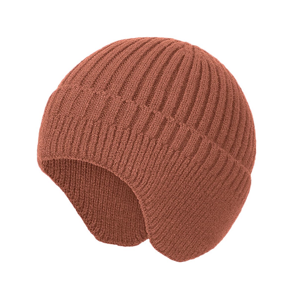 SYGA Winter Woolen Hat Men Ears Protection Beanie Knitted Hat Soft Plush Warm Cap (Above 15 Year) Brick Red - Image 2 thumbnail