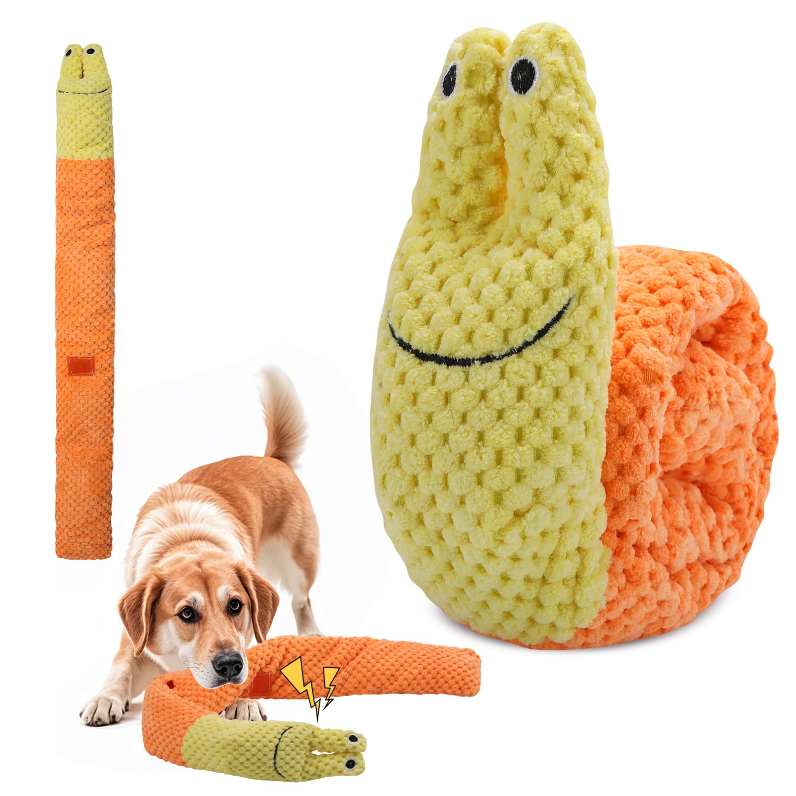 Treetopone Schnüffelspielzeug Hund,Intelligenzspielzeug Schnüffelteppich Hundespielzeug Intelligenz für Hunde,Gelb Schneckenform Interaktives Plüschspielzeug Hunde Geburtstag Geschenk