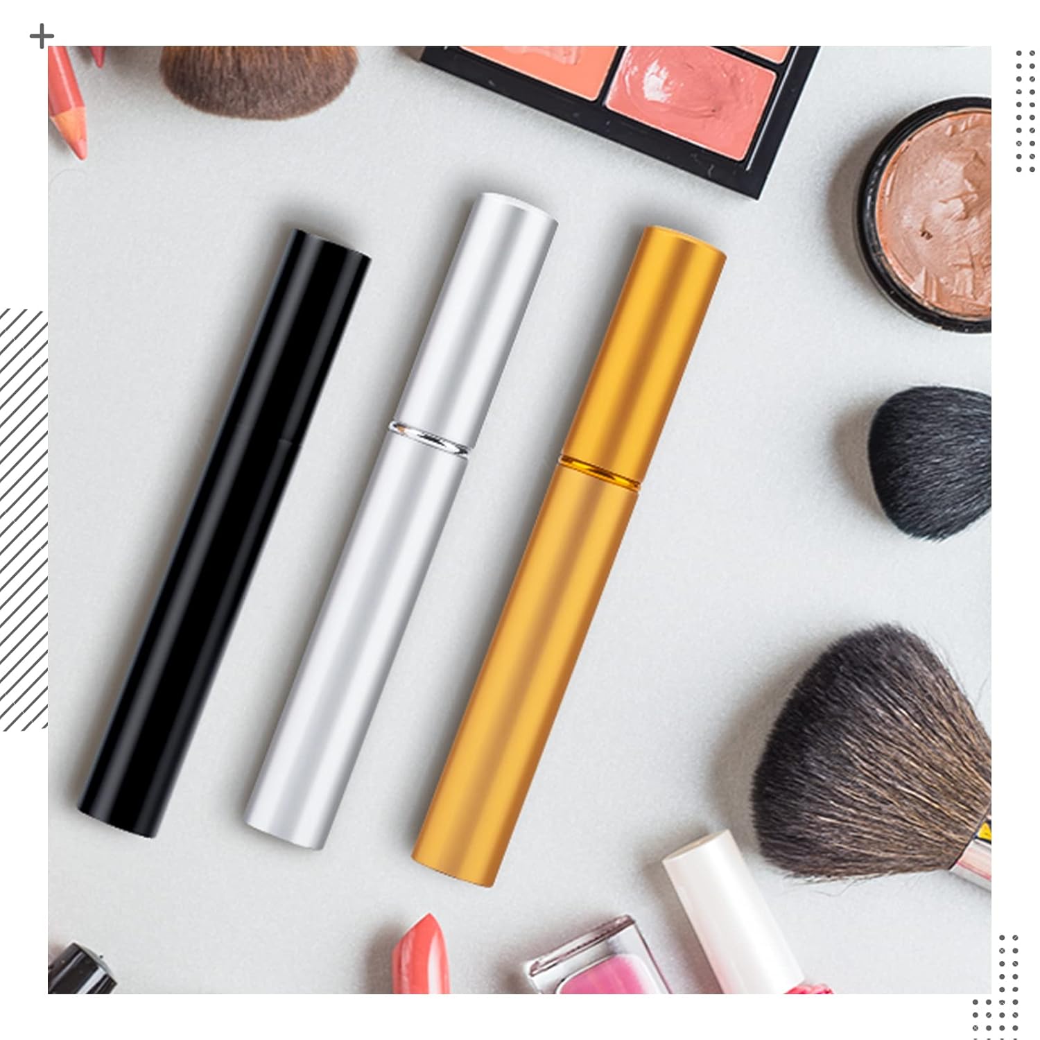 RMISODO 9 Pieces 5ml Empty Eyeliner Tubes with Wand, Aluminum Eyelash Growth Liquid Bottle, Refillable Mascara Container, Portable Lip Gloss Vials for DIY Beauty Cosmetic Sample Tool, 3 Colors : Beauty & Personal Care