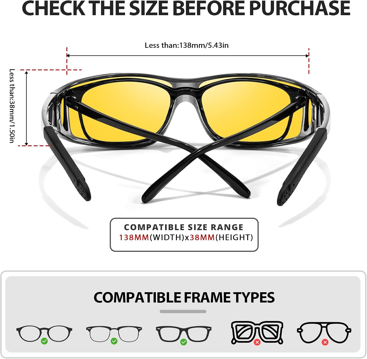 Myiaur Night Driving Glasses for Men Women, Polarized Anti Glare and UV400 Protection Yellow Lens Night Vision Glasses - Image 6