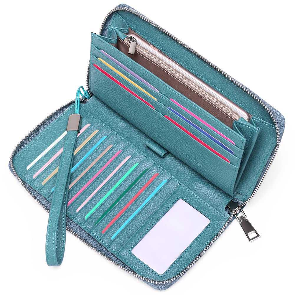 SENDEFN Women Leather Wallets RFID Blocking Zip Around Credit Card Holder Phone Clutch