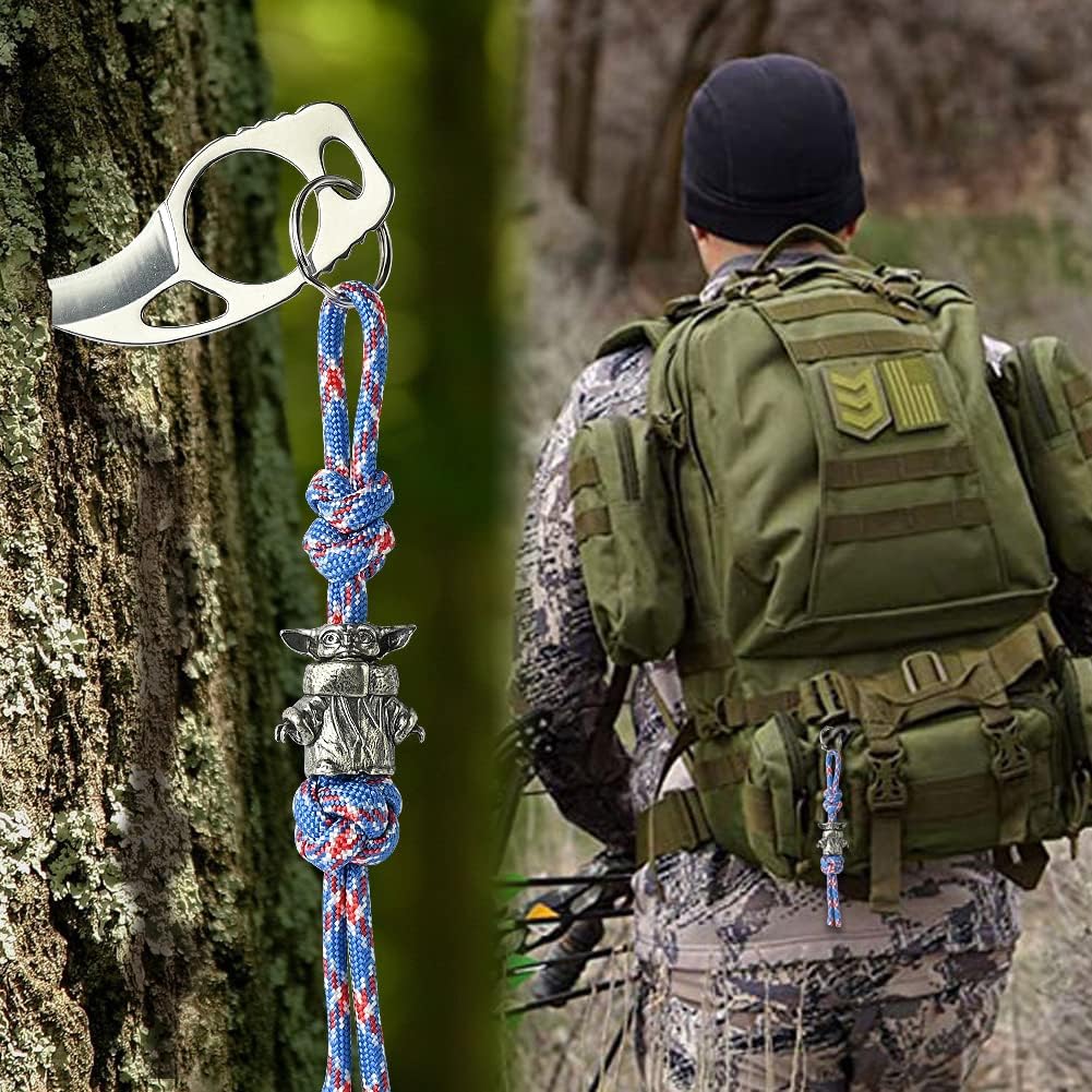 Star Wars Beads Gifts for Men: 550 Paracord EDC Lanyard Beads for Knives, Hand-Casted Metal Copper Yoda Charms - Image 3