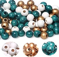 Vista 12 de 120 cuentas de madera rojas de 20 mm y 16 mm para macramé, cuentas espaciadoras de madera vintage de agujero grande