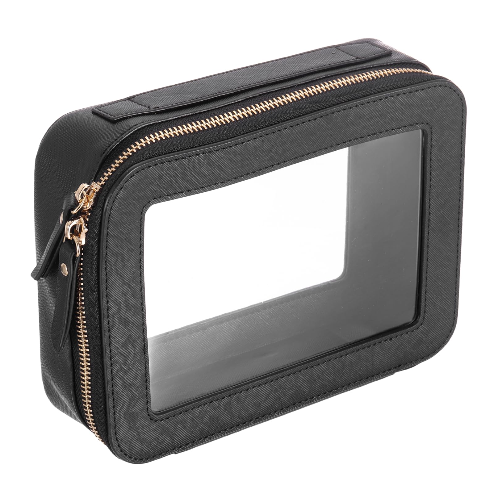 QUARKZMAN Borsa Trucco Trasparente 8" x 210" Piccola Borsa Cosmetici Nero | Custodia Trasparente Organizzatore Toilette, Borsa Trucco Portatile, Con Manico, Per Uso Quotidiano Viaggio