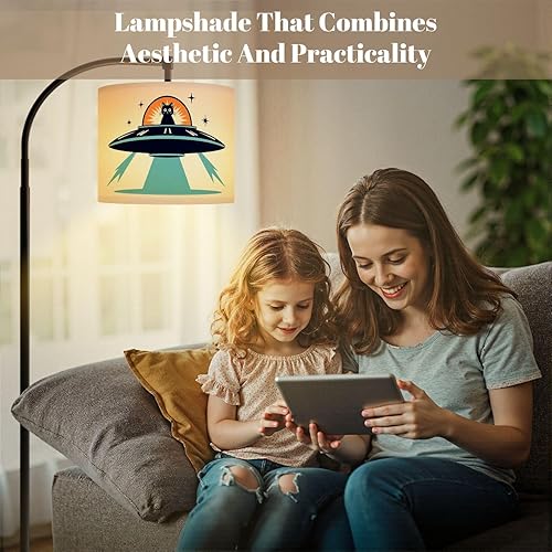 Miniatura 6 de Drum Lampshade Mid Century Black Cat Starry Lights Retro Style Medium Lamp Shade Replacement Linen Fabric Lampshades for Bedside Table Lamp Floor