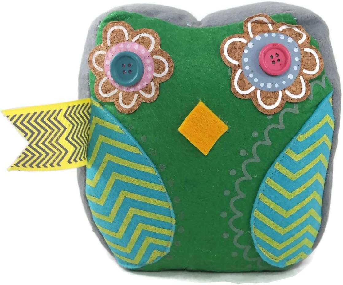 DeMasa Owl Flower Patterned Fabric Weighted Door Stop Doorstopper (Green)