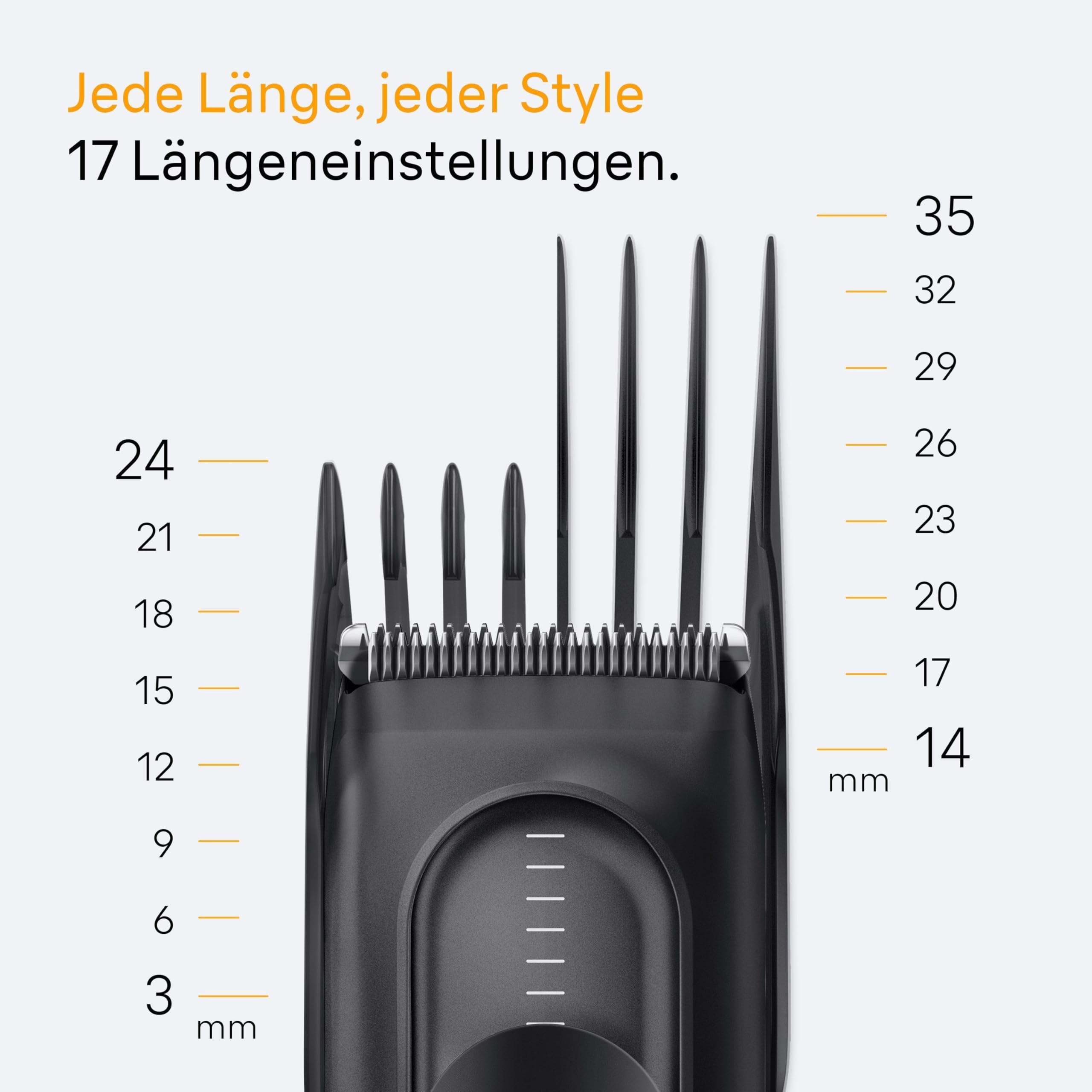 Braun Haarschneider Series 5, Haarschneidemaschine Herren, HC5530, Schwarz | Kabelloser Haartrimmer mit 17 Längen, Trimmer mit 50 Min. Akku, Wasserdicht, Inkl. 3 Zubehörteile Und Ultrascharfer Klingen