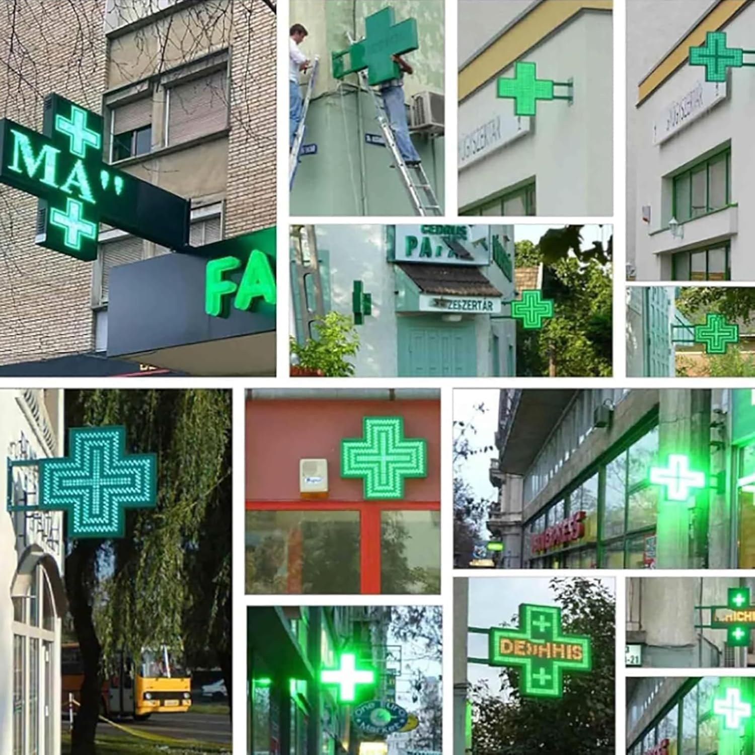 Letrero Médico LED Con Cruz 48x48cm, Letreros Luminosos Acrílicos Con Cruz,Letrero Luminoso Con Cruz Para Farmacia Con Interruptor Tirador,3 Modos:Siempre Encendido,Intermitente Y Intermitente General