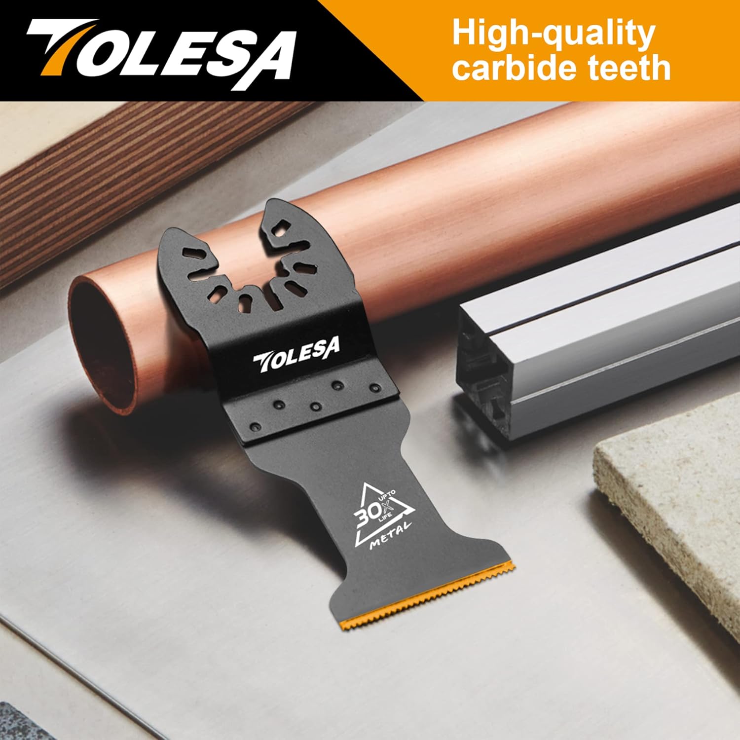 TOLESA Oscillating Multitool Blade Carbide Saw Blades for Hard Material/Metal/Nails/Bolts/Screws, 3-Pack - - 