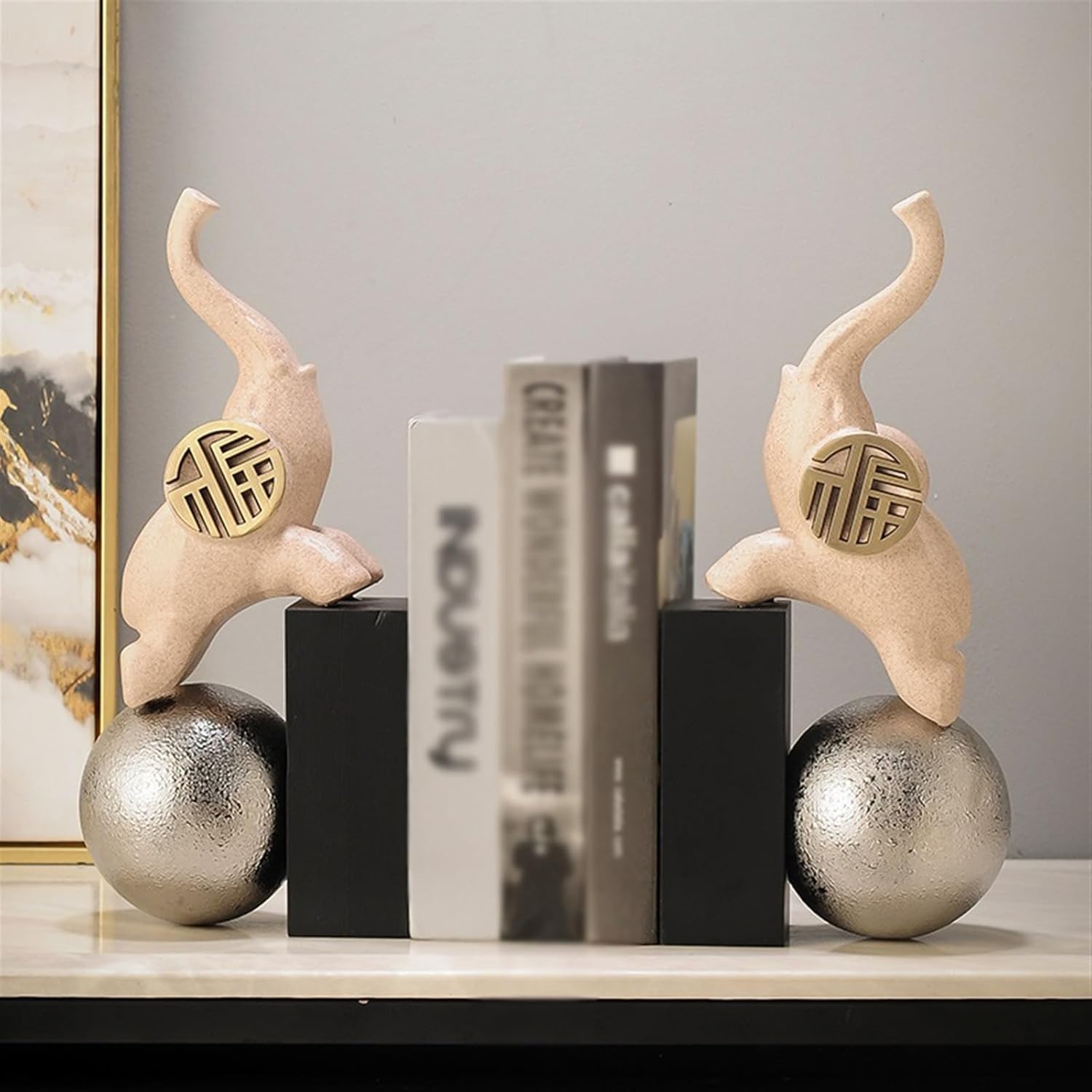 Book Ends Ceramic Bookshelf Bookends Bookend Supports Home and Office Shelf Table Decor Bookends for Office Library or Study Book Ends for Shelves, wanghairong158